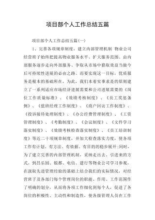 项目部个人工作总结五篇