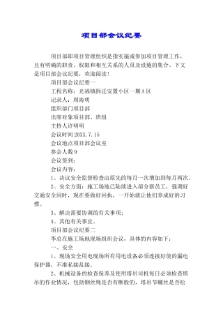 项目部会议纪要