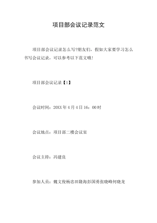 项目部会议记录范文