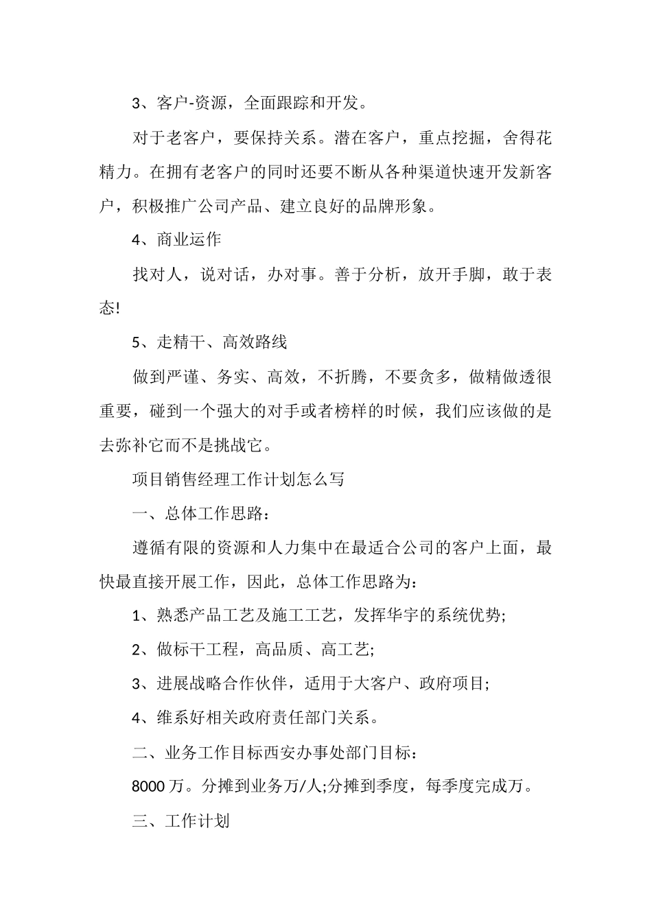 项目销售经理2025工作计划怎么写_第3页