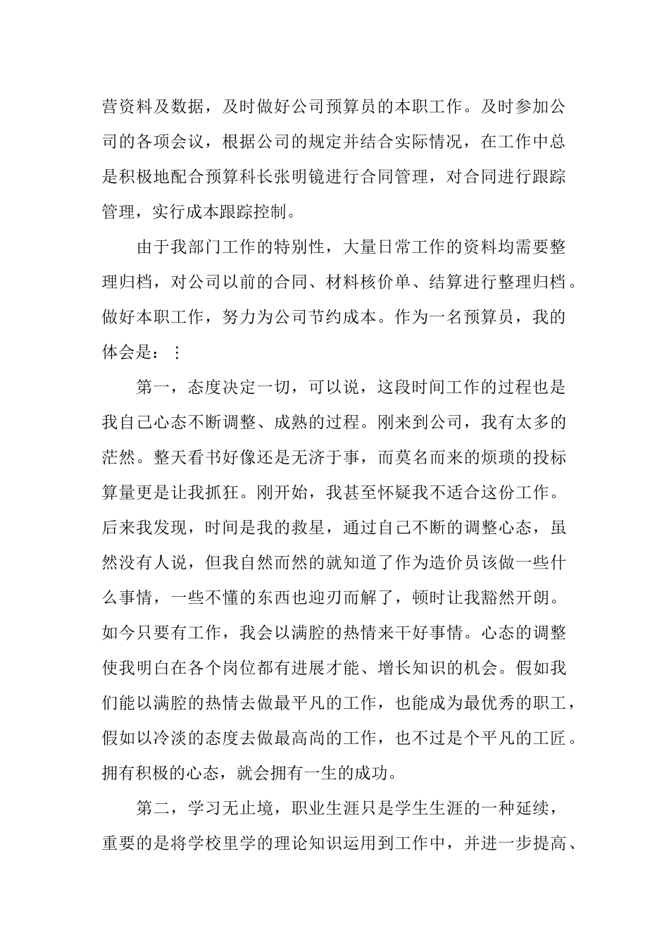 预算员个人工作总结报告_第2页