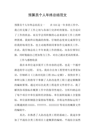 预算员个人年终总结范文