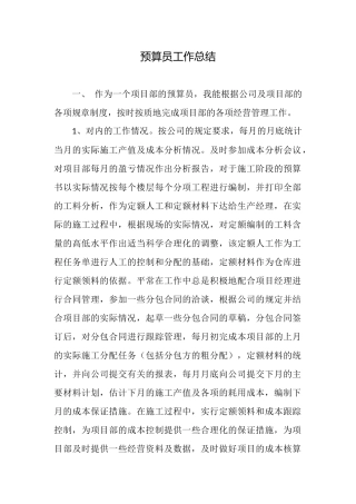 预算员工作总结