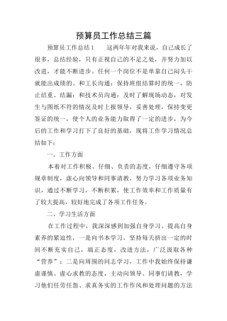 预算员工作总结三篇