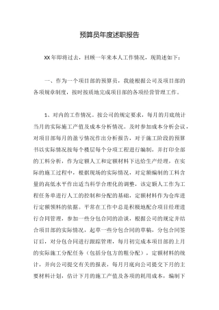预算员年度述职报告