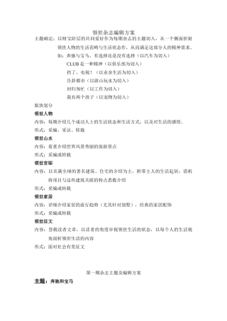 领世杂志编辑方案