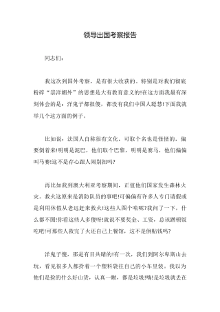 领导出国考察报告