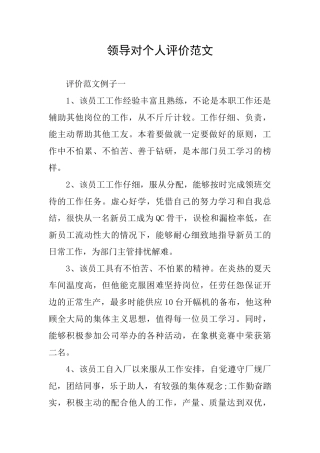 领导对个人评价范文