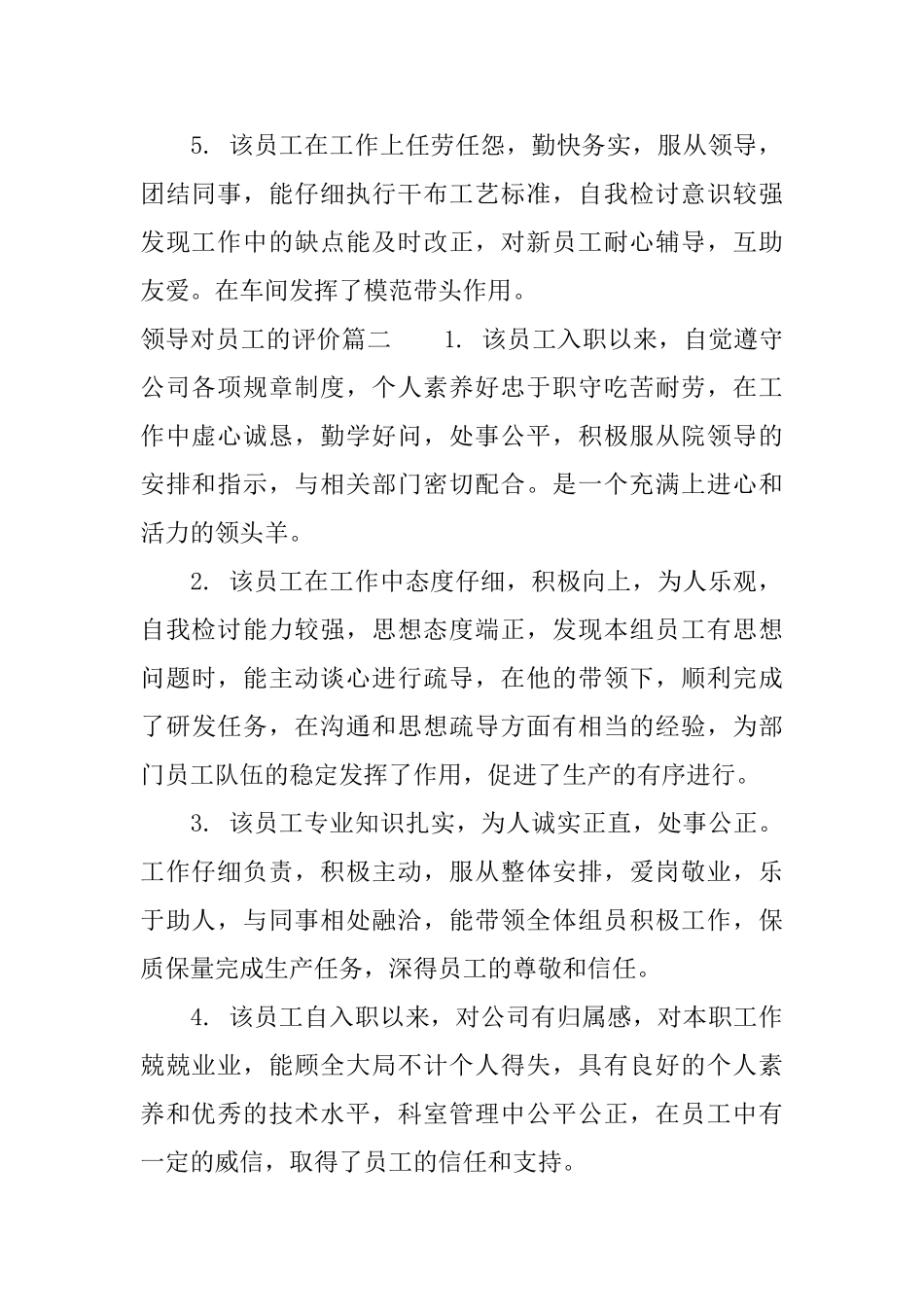 领导对员工的评价_第2页