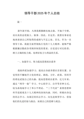 领导干部2025年个人总结