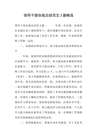 领导干部自我总结范文3篇精选