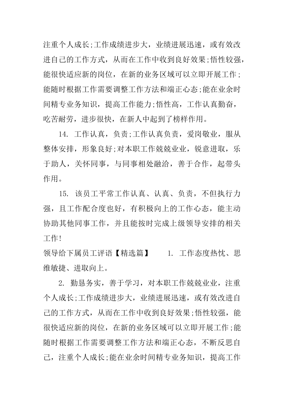 领导给下属员工评语_第3页