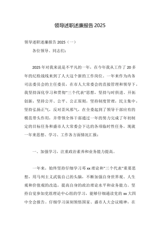 领导述职述廉报告2025