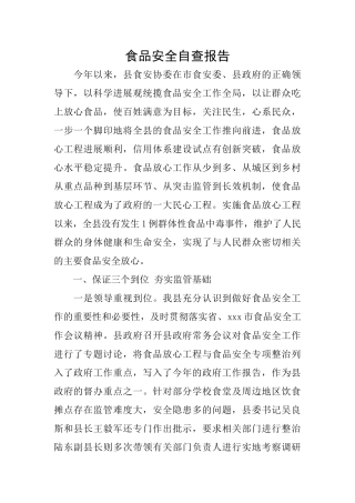 食品安全自查报告