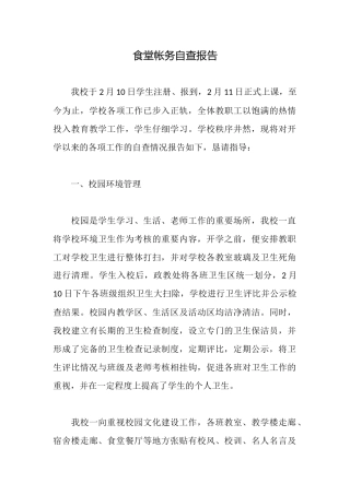 食堂帐务自查报告