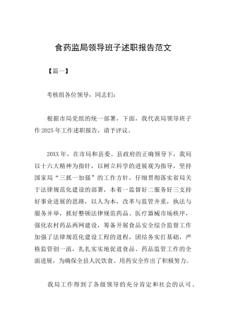 食药监局领导班子述职报告范文