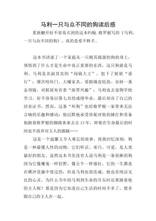 马利一只与众不同的狗读后感