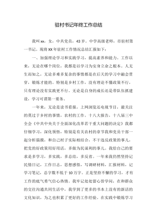 驻村书记年终工作总结