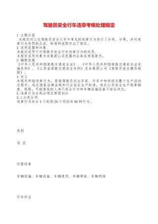 驾驶员安全行车违章考核处理规定——精品资料