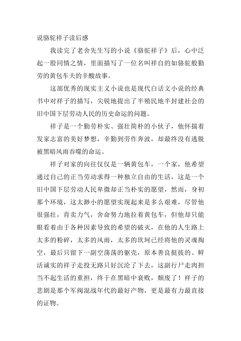 骆驼祥子初中生读后感_第2页