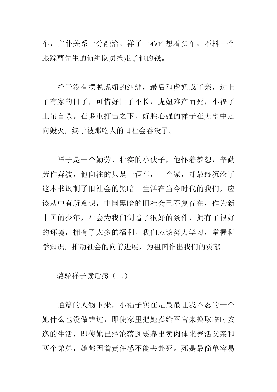 骆驼祥子读后感31篇_第2页