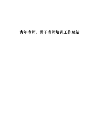 骨干教师、青年教师培养工作总结