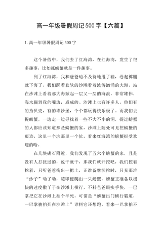 高一年级暑假周记500字