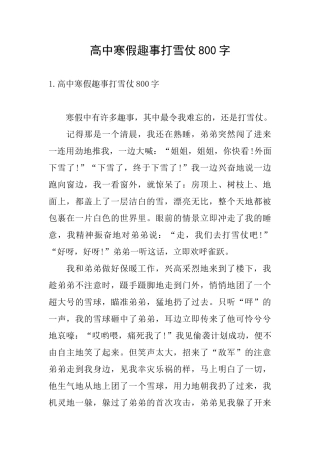 高中寒假趣事打雪仗800字