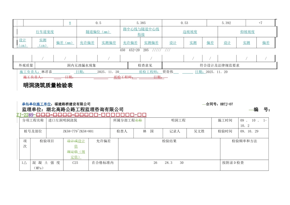 高速公路隧道表格样表_第3页