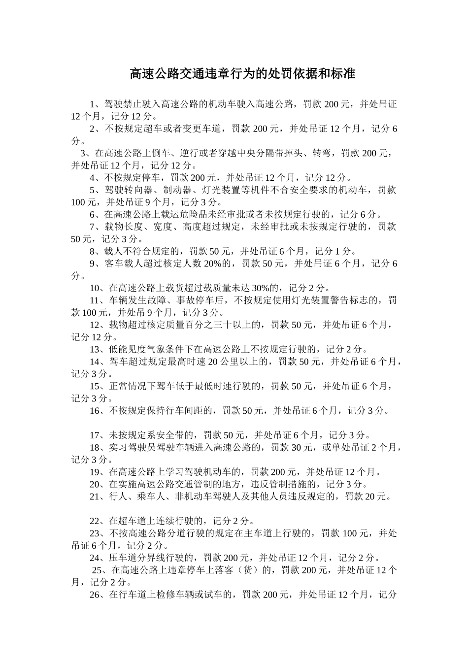 高速路处罚依据及标准_第1页
