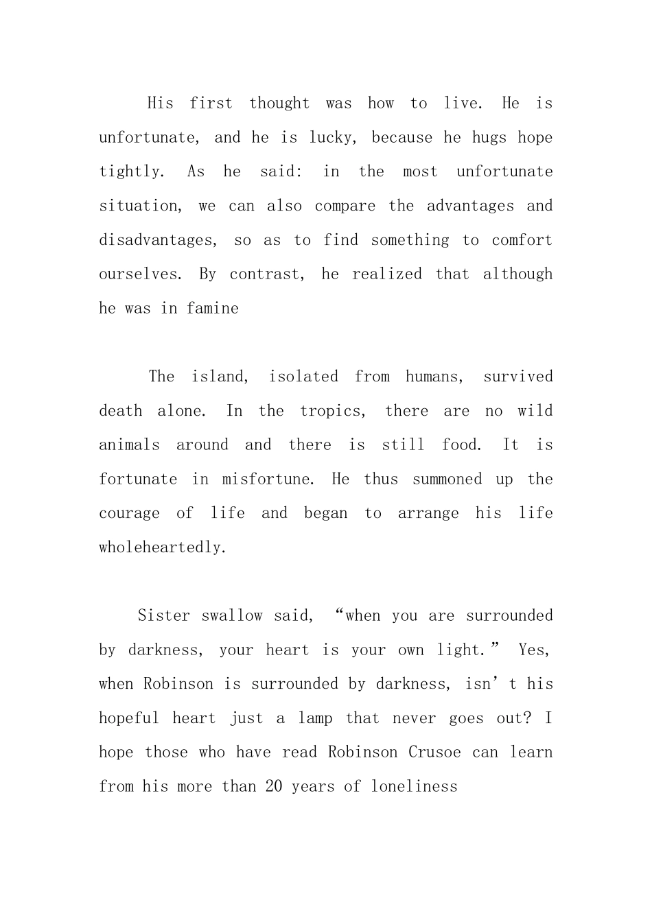 鲁宾逊漂流记英语读后感_第3页