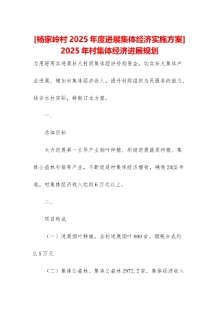 -2025年村集体经济发展规划