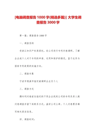 -大学生调查报告3000字