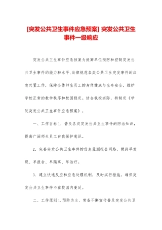 -突发公共卫生事件一级响应