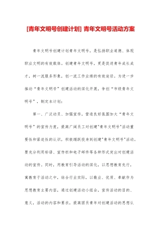 -青年文明号活动方案