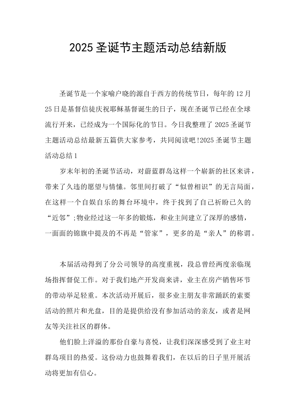 2025圣诞节主题活动总结新版_第1页
