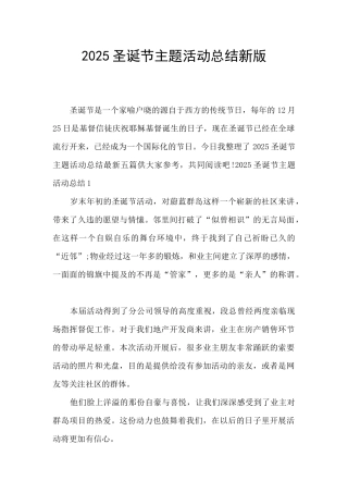 2025圣诞节主题活动总结新版