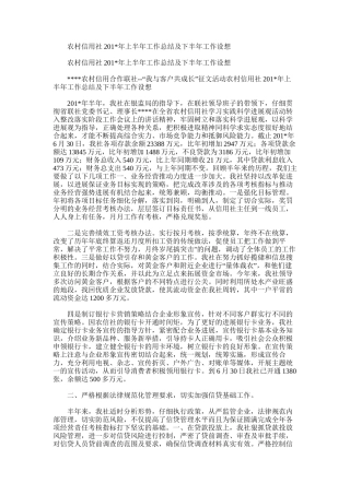 2025年农村信用社上半年工作总结及下半年工作设想
