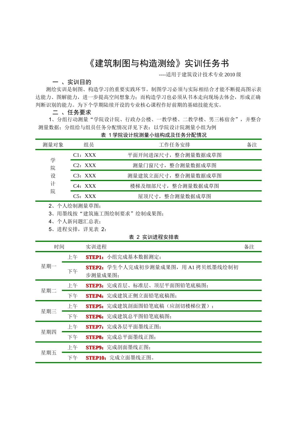 《建筑制图与构造测绘》实训大纲----适用于建筑设计技术专业_第2页