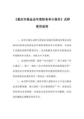 《重庆市基金会年度财务审计报告》式样使用说明