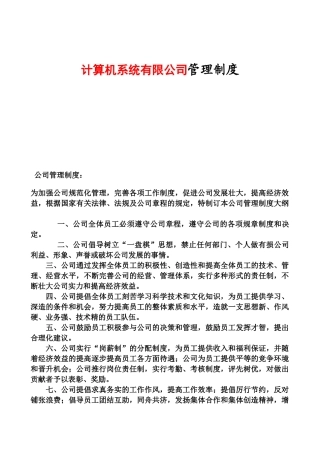 计算机系统有限公司管理制度