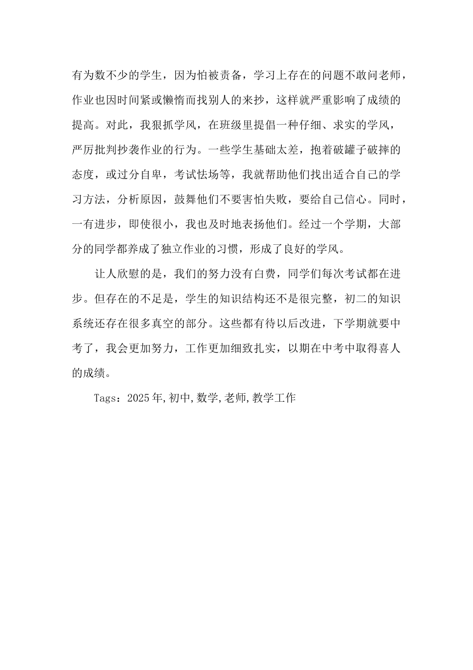 2025年初中数学教师教学工作个人总结_第3页