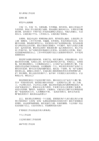 2025年初入职场工作总结范文