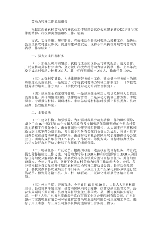 2025年劳动力转移工作总结报告