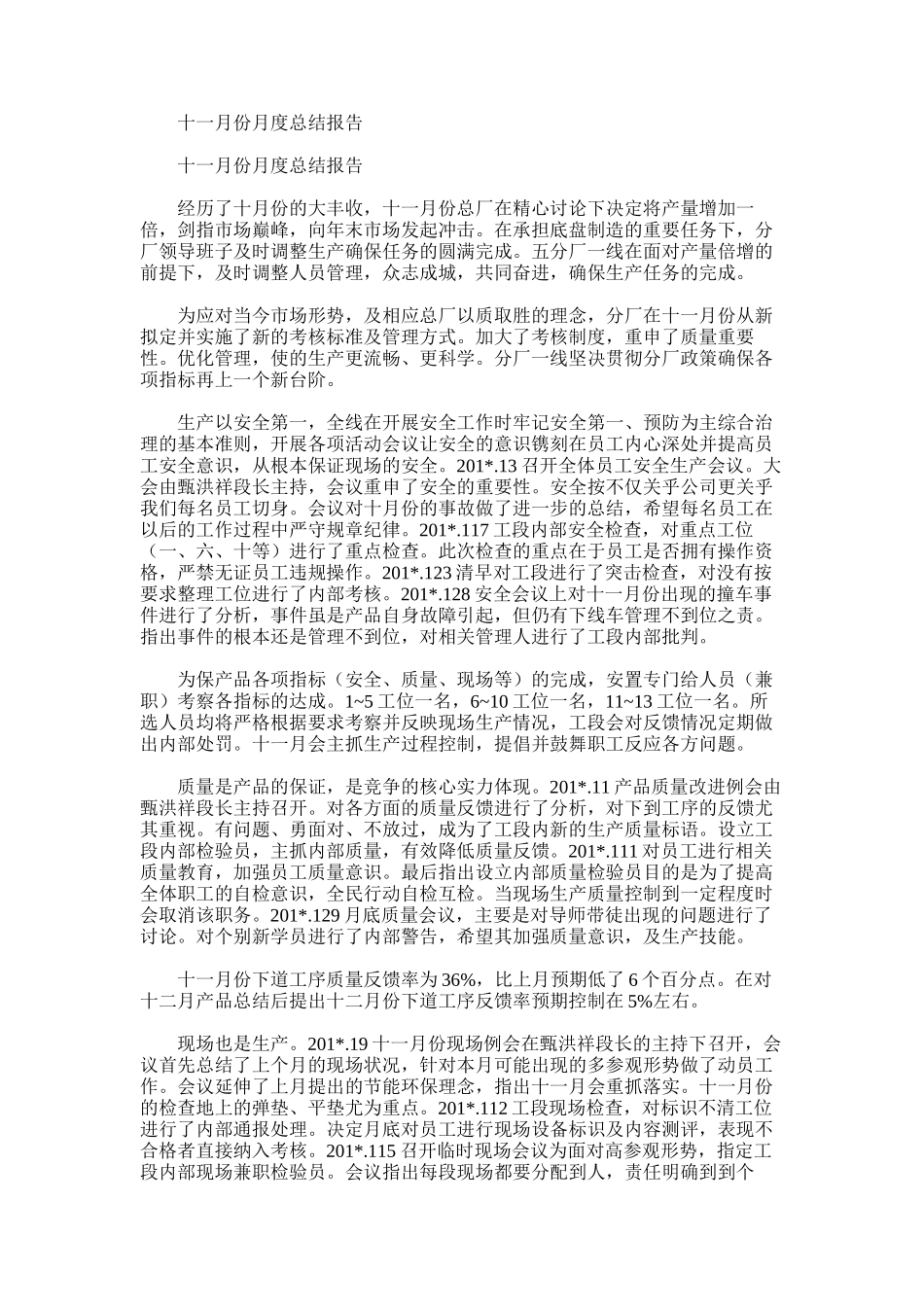 2025年十一月份月度总结报告_第1页
