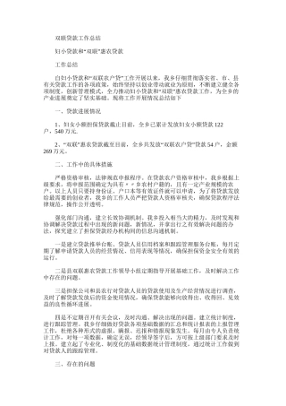 2025年双联贷款工作总结