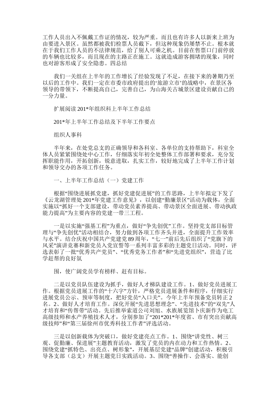 2025年古城景区一关组上半年工作总结_第2页