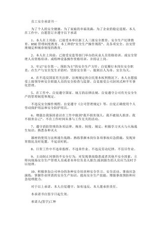 2025年员工安全承诺书三篇