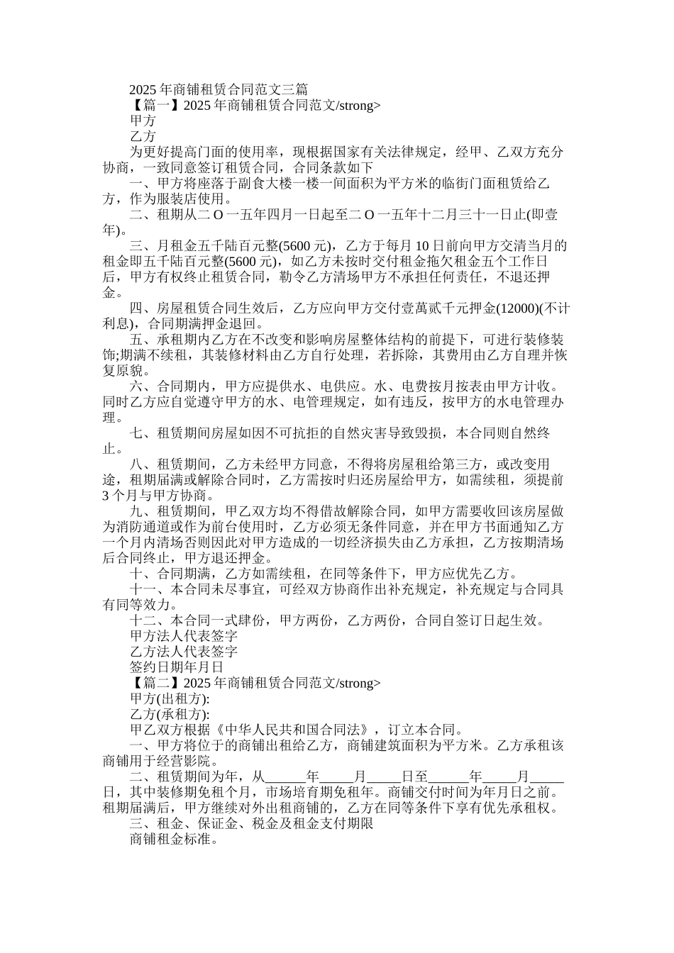 2025年商铺租赁合同_第1页