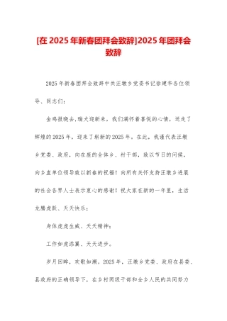 2025年团拜会致辞